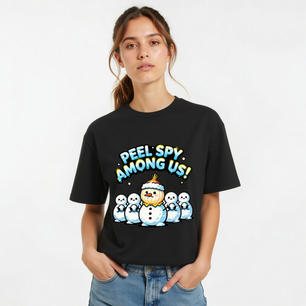 Peel Spy Among Us Snowman T-Shirt | Unisex Organic Cotton Tee - Image 8