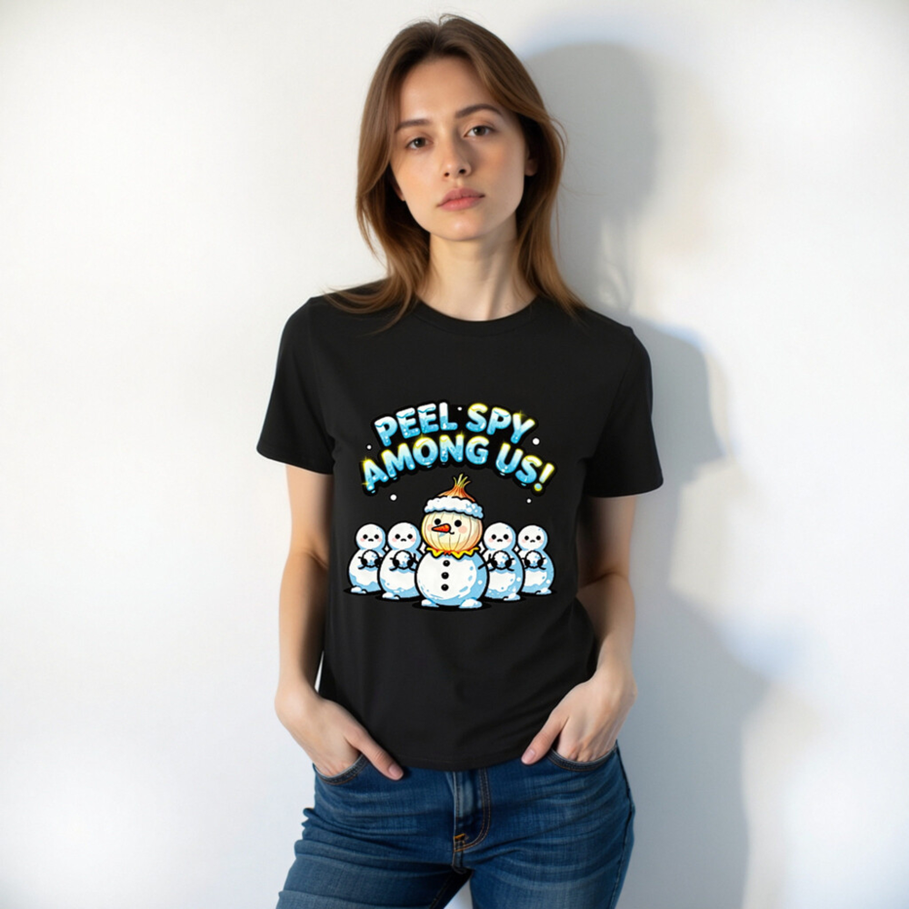 Peel Spy Among Us Snowman T-Shirt | Unisex Organic Cotton Tee - Image 9
