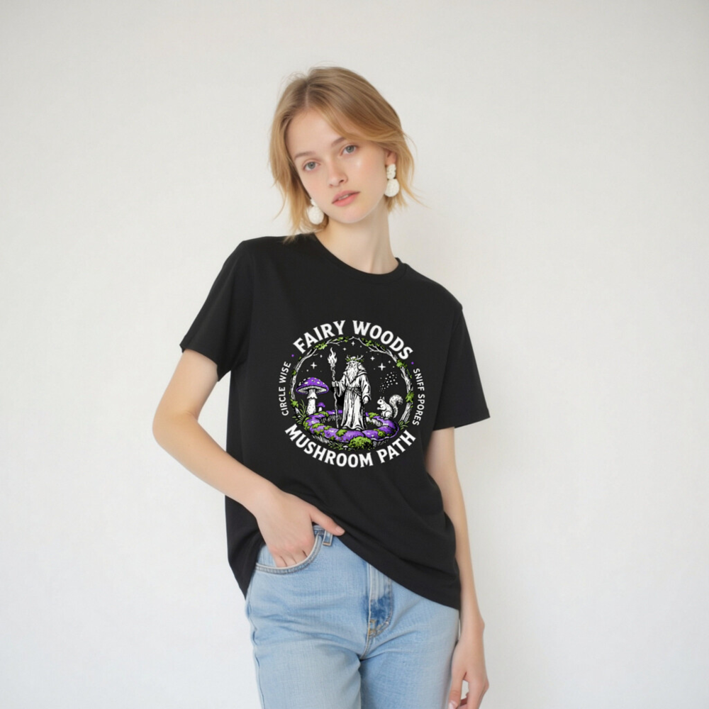Fairy Woods Mushroom Path T-Shirt | Unisex Organic Cotton - Image 4