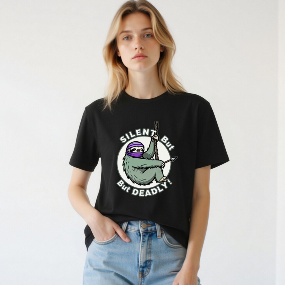 Silent But Deadly Sloth T-Shirt - Unisex Staple Tee - Image 2