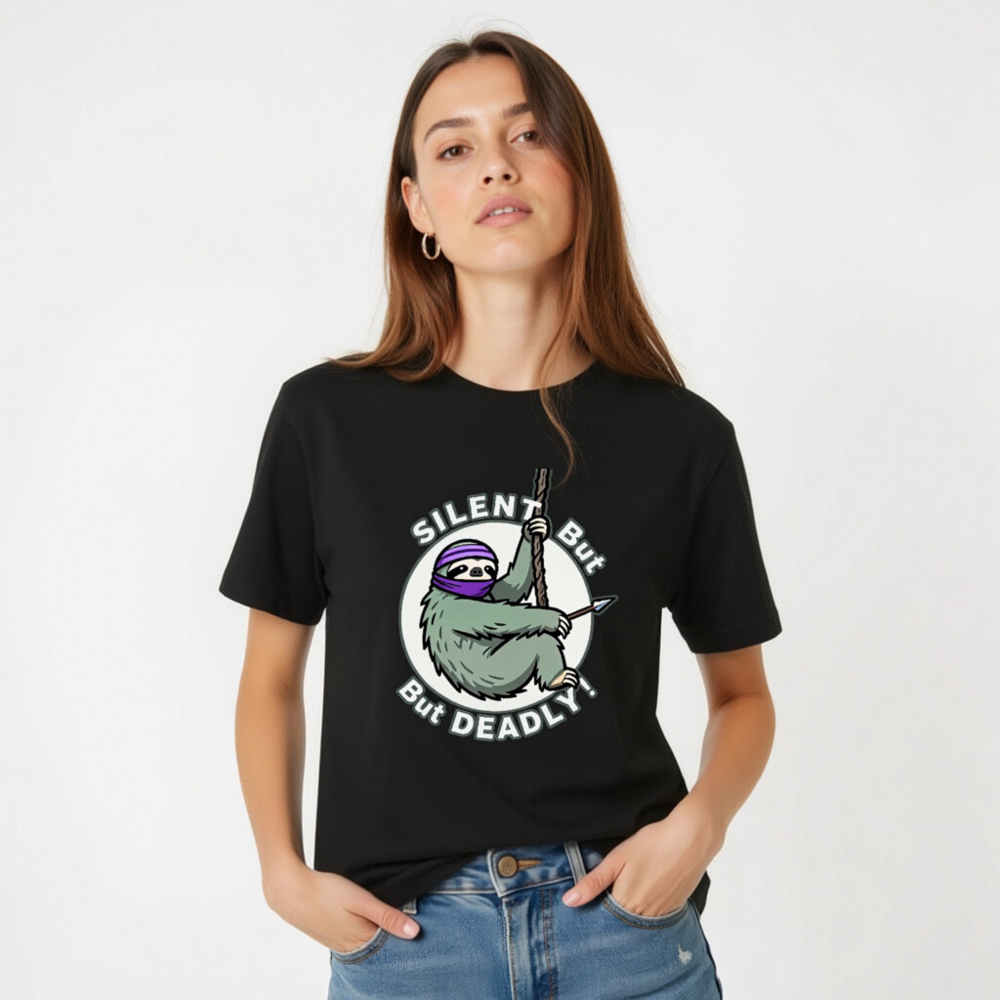 Silent But Deadly Sloth T-Shirt - Unisex Staple Tee - Image 4