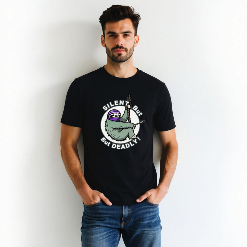 Silent But Deadly Sloth T-Shirt - Unisex Staple Tee - Image 6