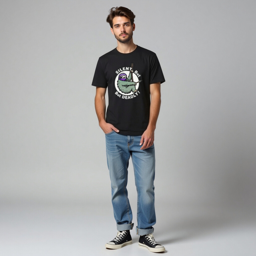 Silent But Deadly Sloth T-Shirt - Unisex Staple Tee - Image 7