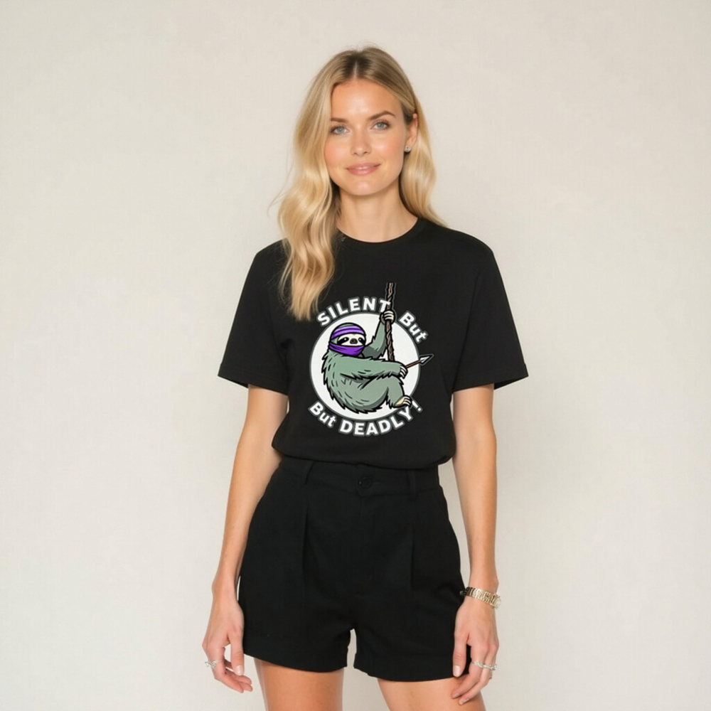 Silent But Deadly Sloth T-Shirt - Unisex Staple Tee - Image 8