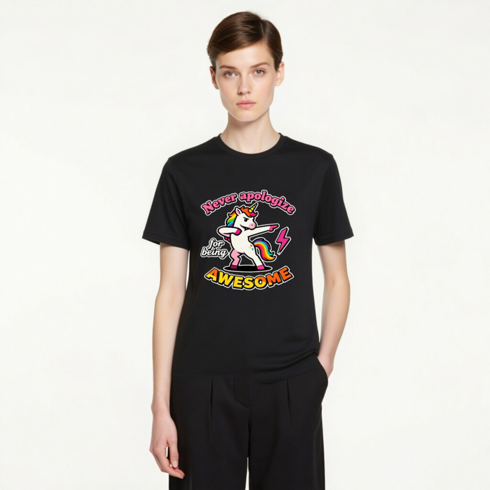 Unisex Dabbing Unicorn T-Shirt - Never Apologize for Being Awesome - Image 3