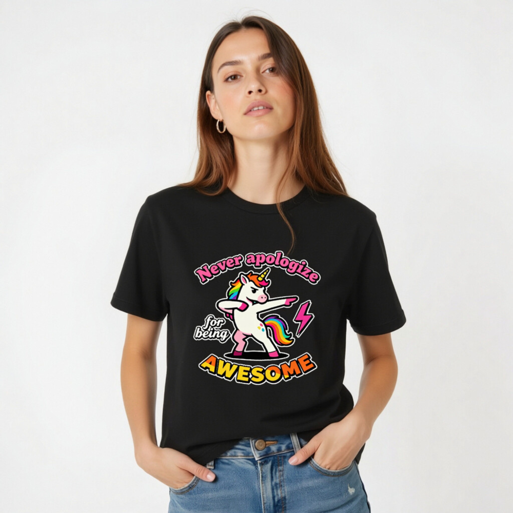 Unisex Dabbing Unicorn T-Shirt - Never Apologize for Being Awesome - Image 4