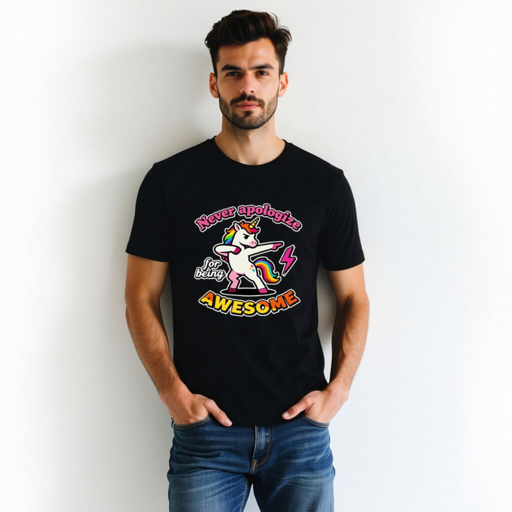 Unisex Dabbing Unicorn T-Shirt - Never Apologize for Being Awesome - Image 6
