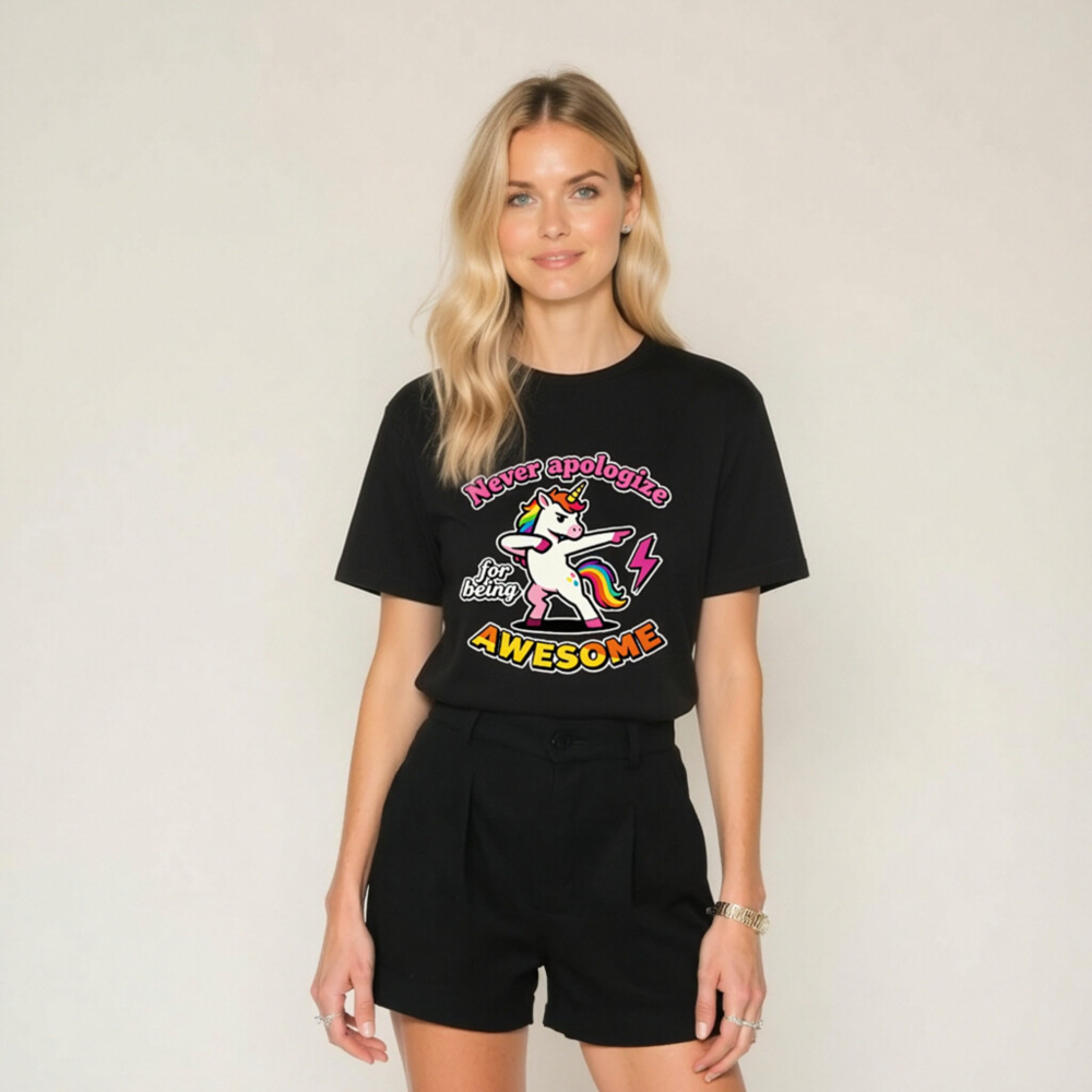 Unisex Dabbing Unicorn T-Shirt - Never Apologize for Being Awesome - Image 8
