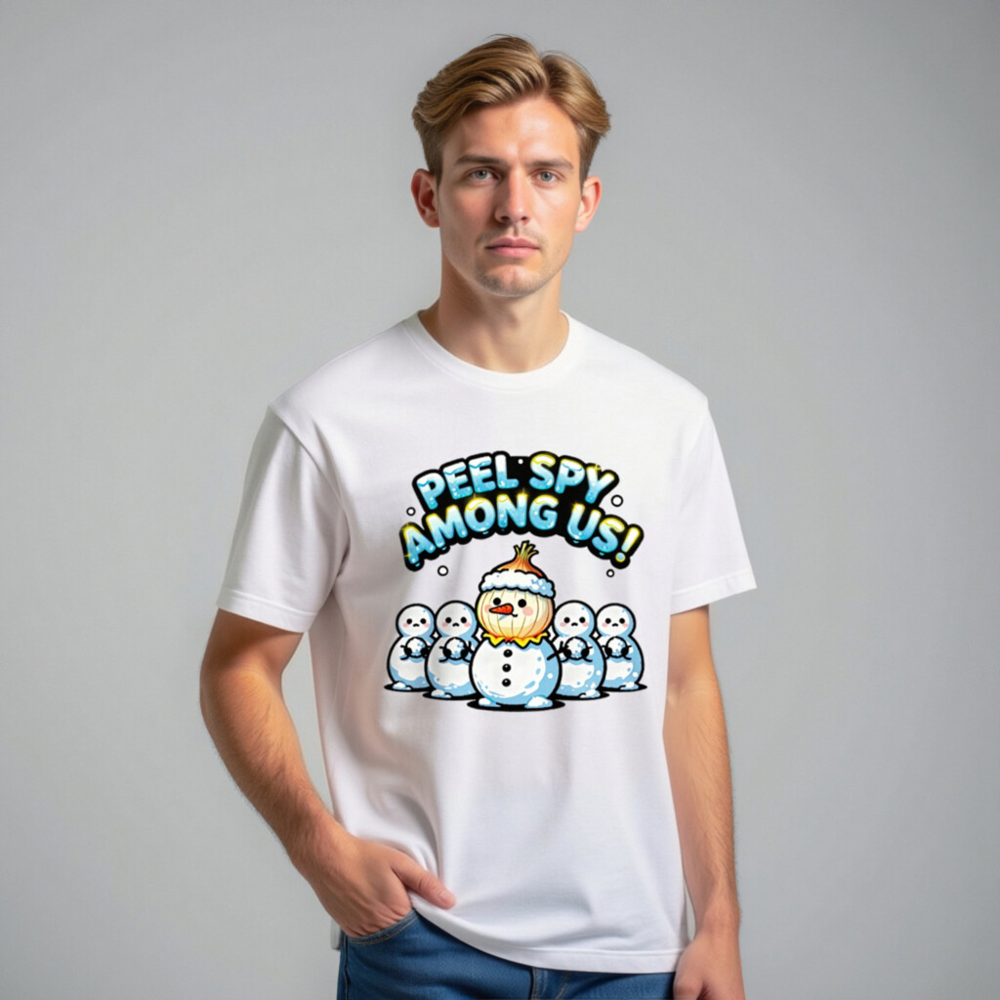 Peel Spy Among Us Unisex T-Shirt - Onion Snowman Design - Image 11