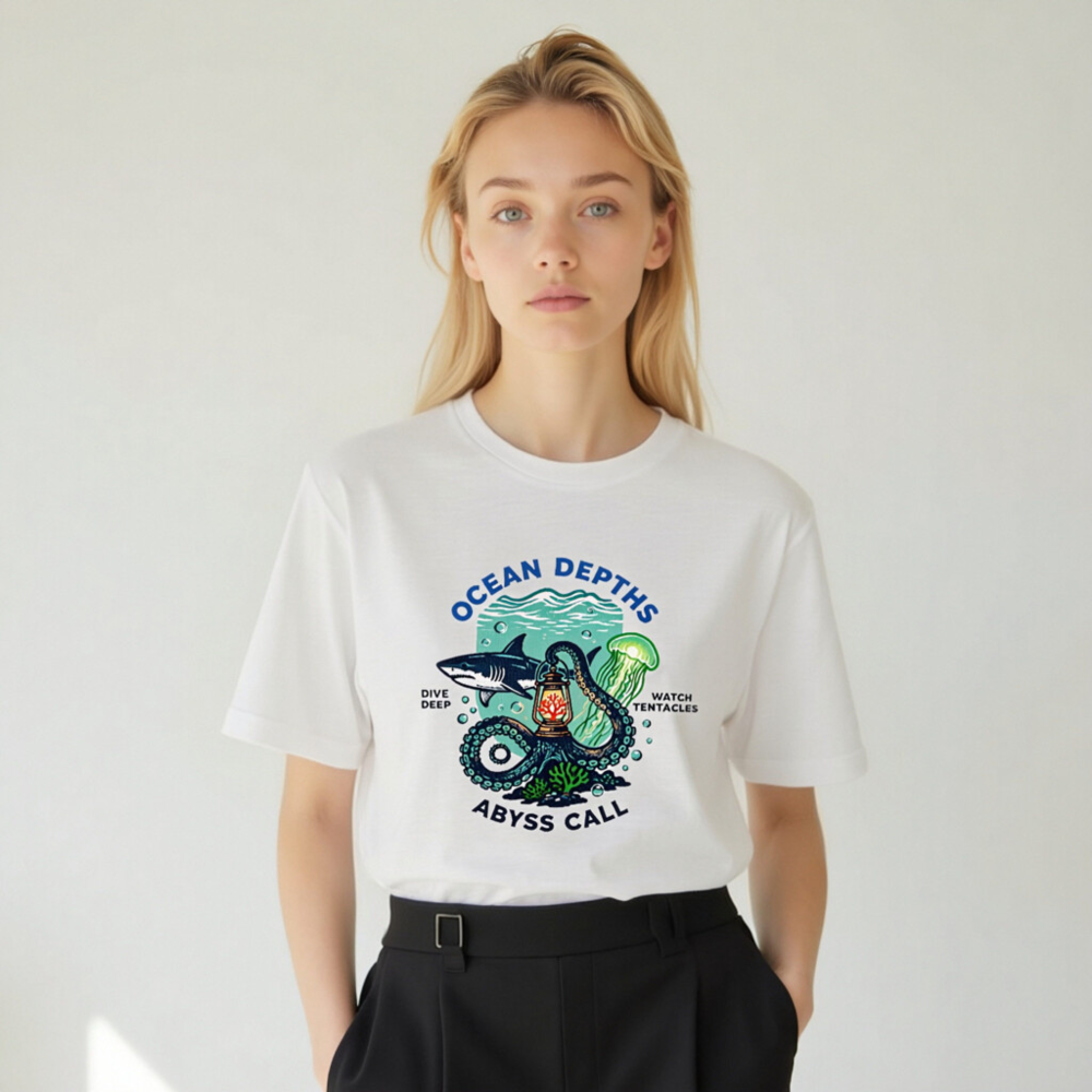 Ocean Depths Unisex T-Shirt | Abyss Call Dive Deep Watch Tentacles - Image 5