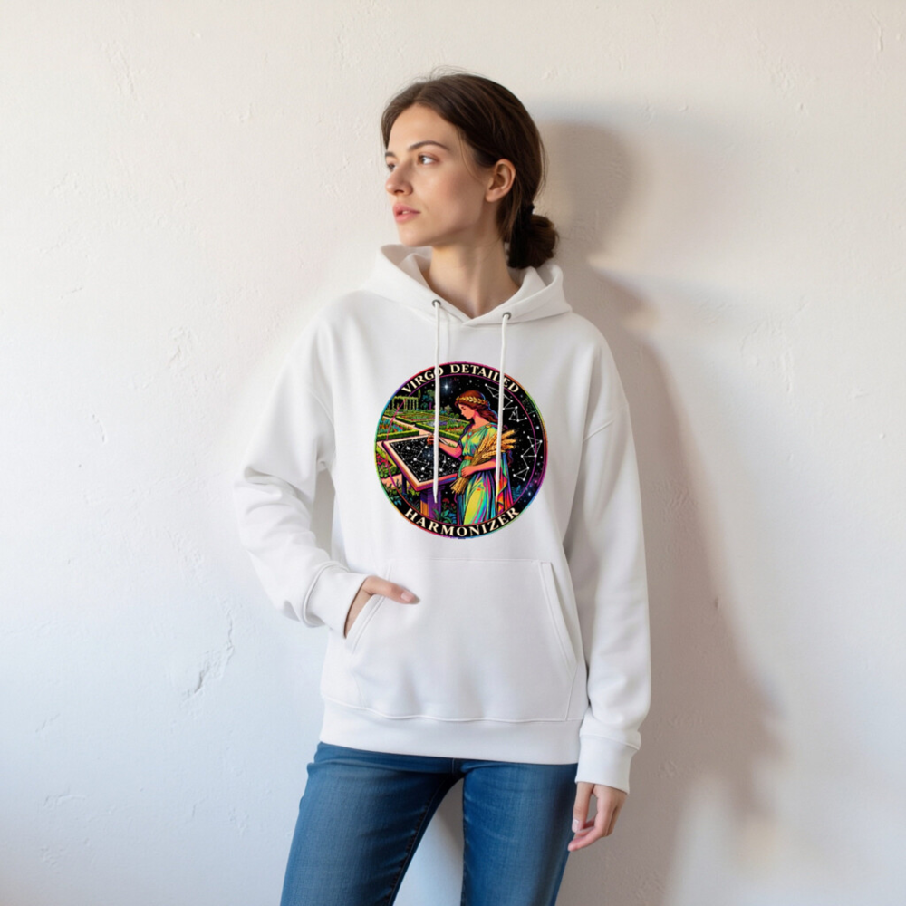 Virgo Detailed Harmonizer Unisex Eco Hoodie - Sustainable, Comfortable & Symbolic - Image 6