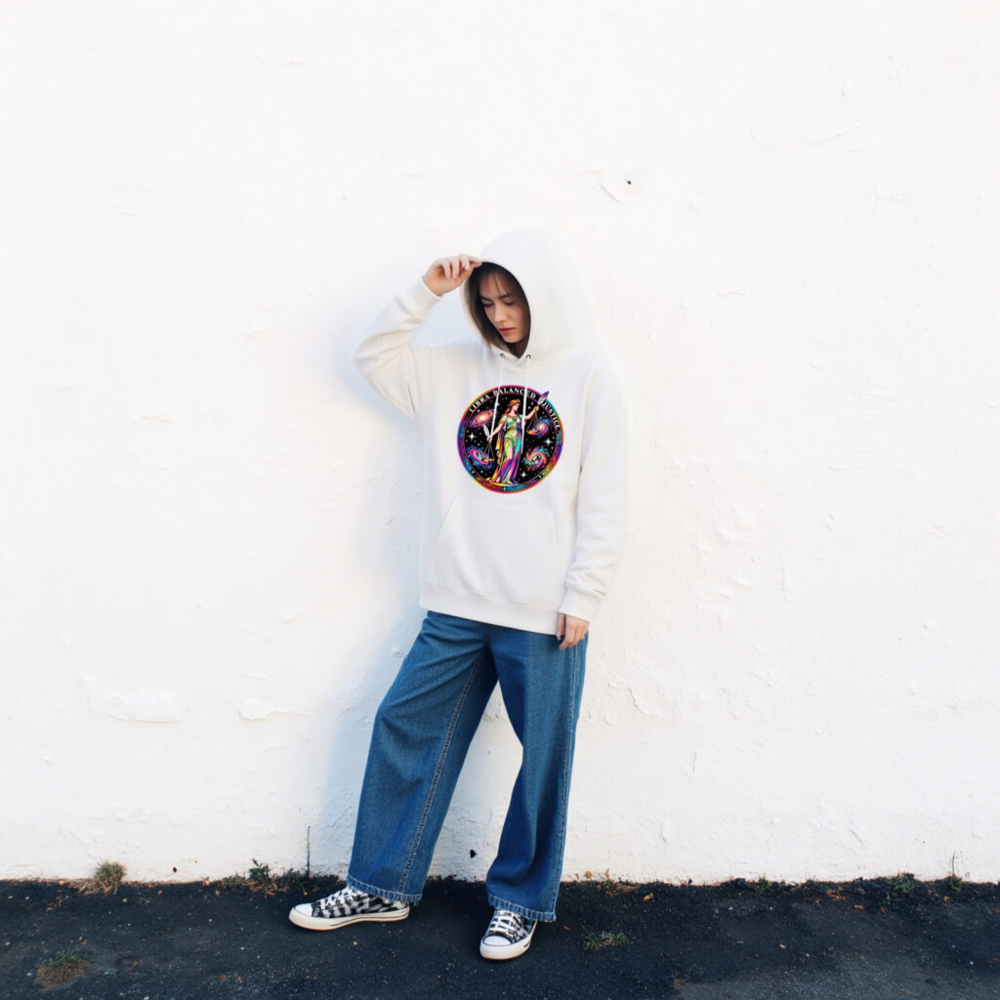 Unisex Eco Hoodie - Libra Balanced Justice Cosmic Design - Image 2