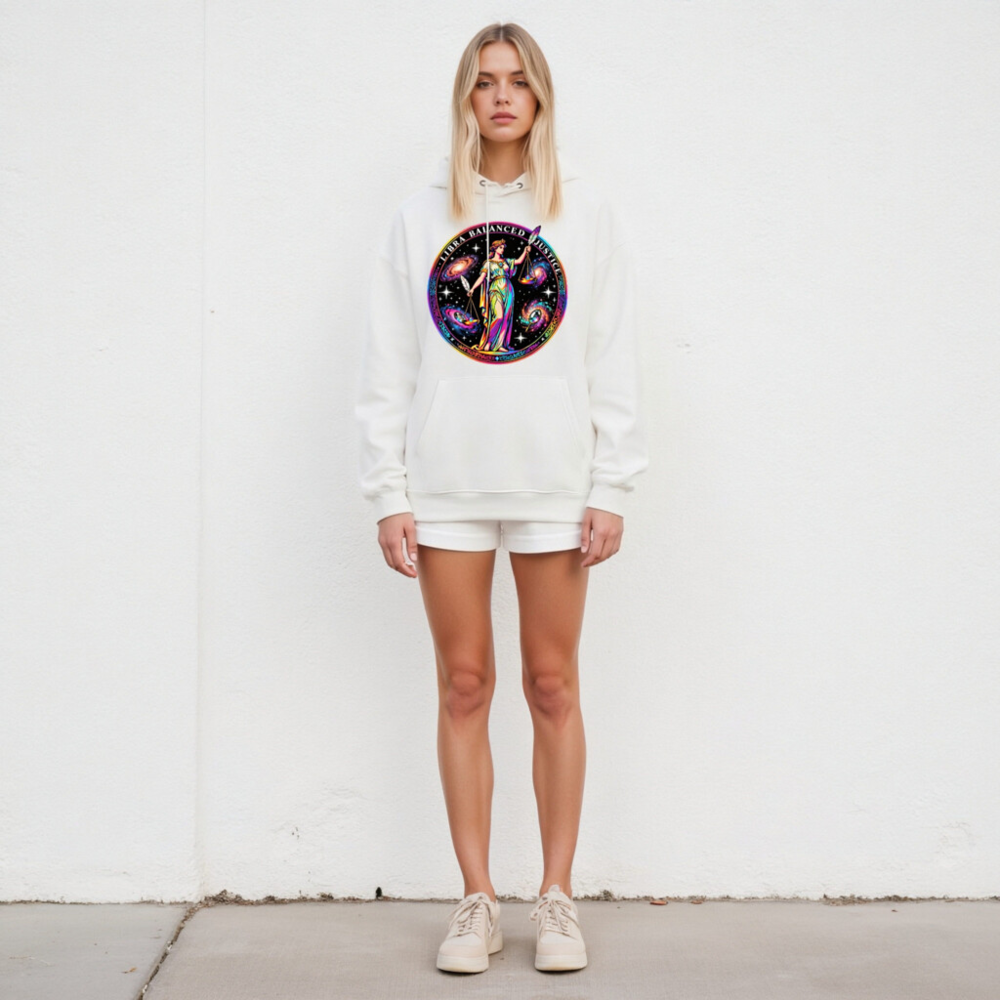 Unisex Eco Hoodie - Libra Balanced Justice Cosmic Design - Image 4