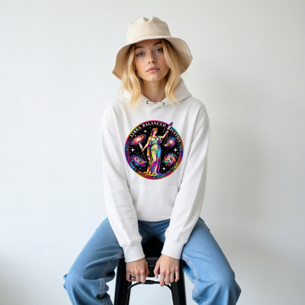 Unisex Eco Hoodie - Libra Balanced Justice Cosmic Design - Image 5