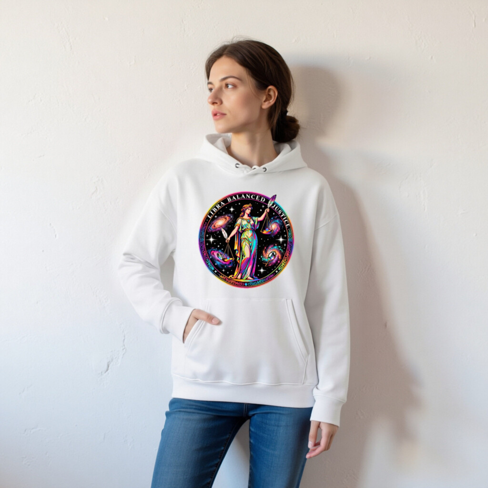 Unisex Eco Hoodie - Libra Balanced Justice Cosmic Design - Image 6