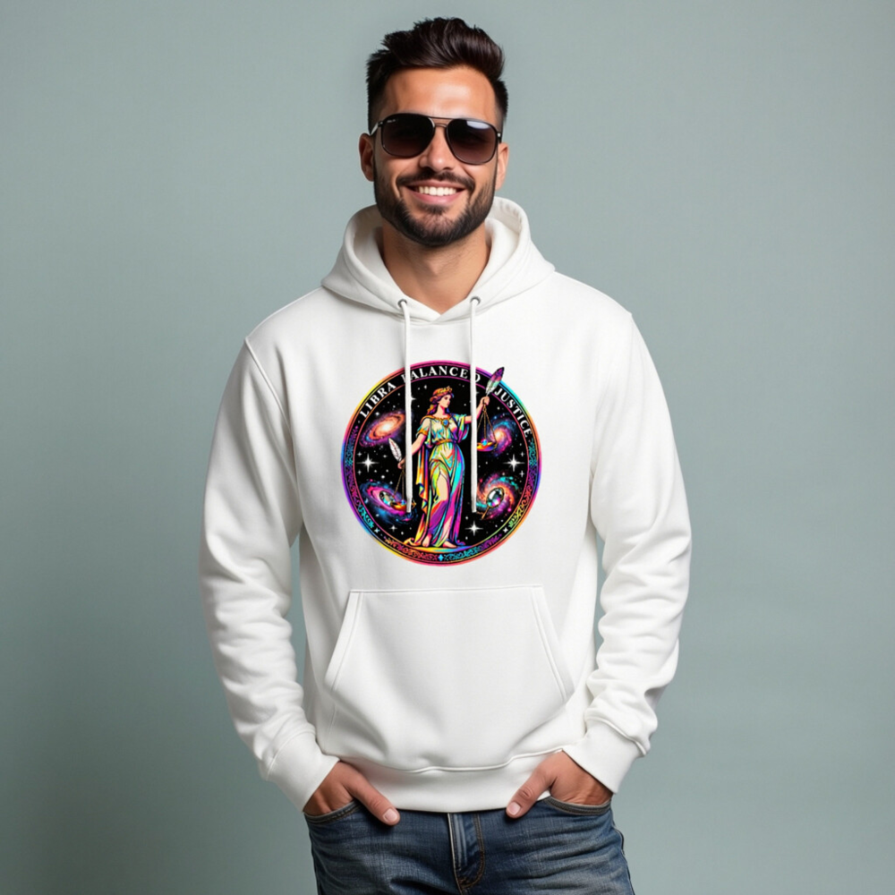 Unisex Eco Hoodie - Libra Balanced Justice Cosmic Design - Image 7