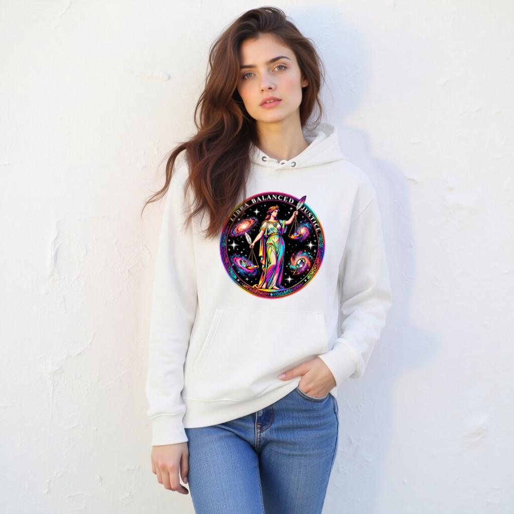 Unisex Eco Hoodie - Libra Balanced Justice Cosmic Design - Image 10