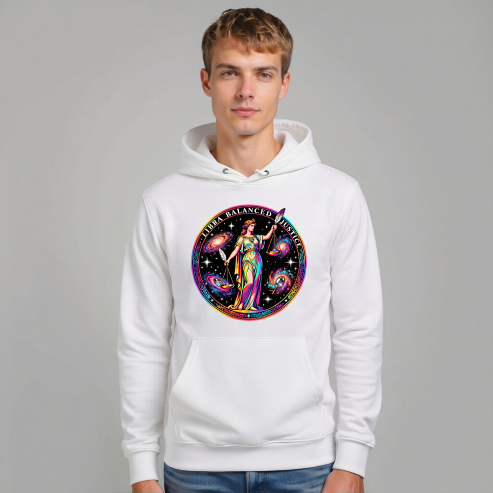 Unisex Eco Hoodie - Libra Balanced Justice Cosmic Design - Image 11