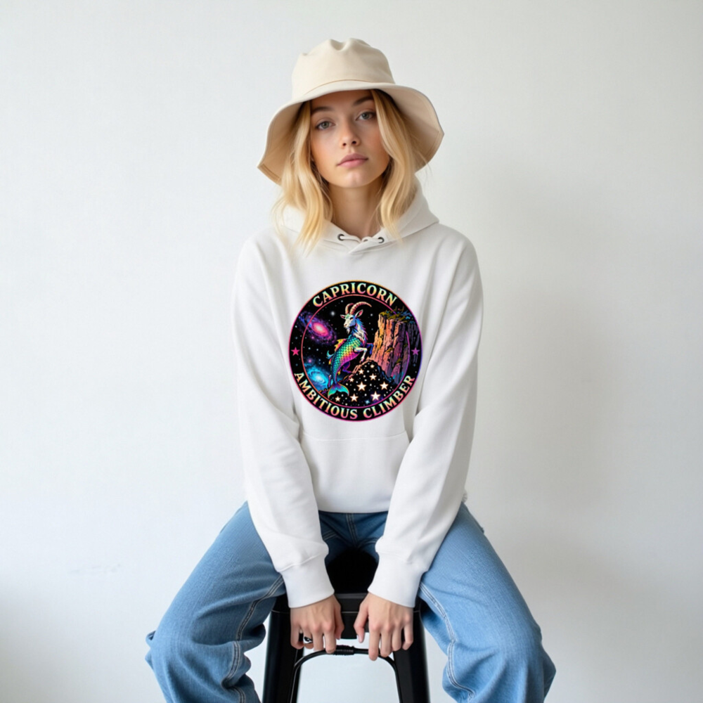 Capricorn Ambitious Climber Hoodie - Unisex Eco-Friendly Sweatshirt - Image 5