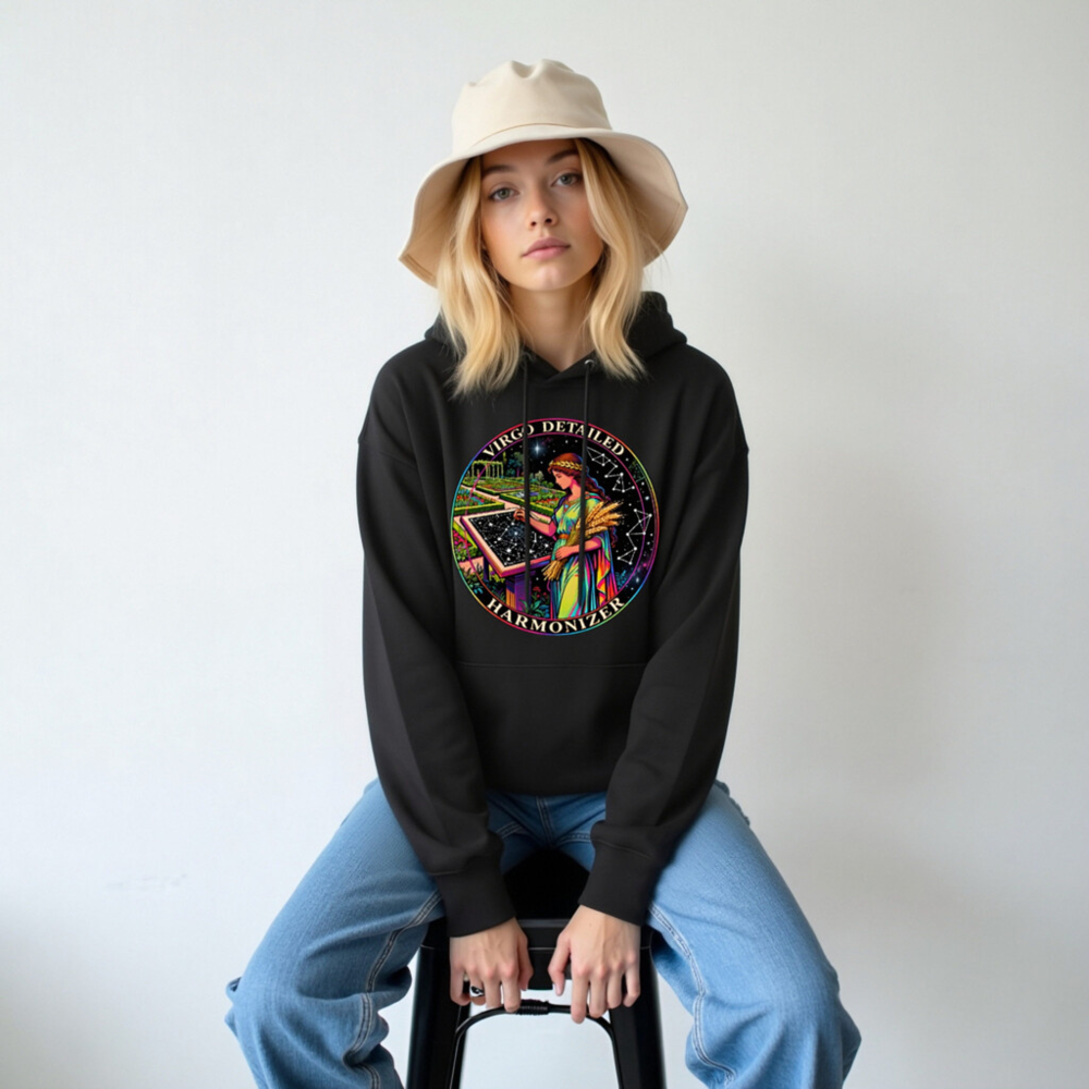 Virgo Detailed Harmonizer Unisex Eco Hoodie - Sustainable, Comfortable & Astrology-Inspired - Image 5