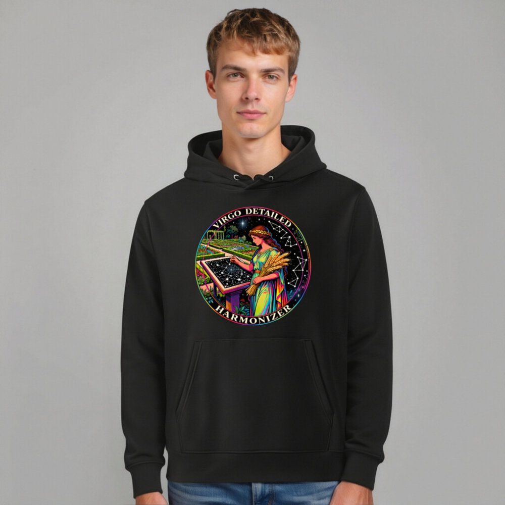 Virgo Detailed Harmonizer Unisex Eco Hoodie - Sustainable, Comfortable & Astrology-Inspired - Image 11