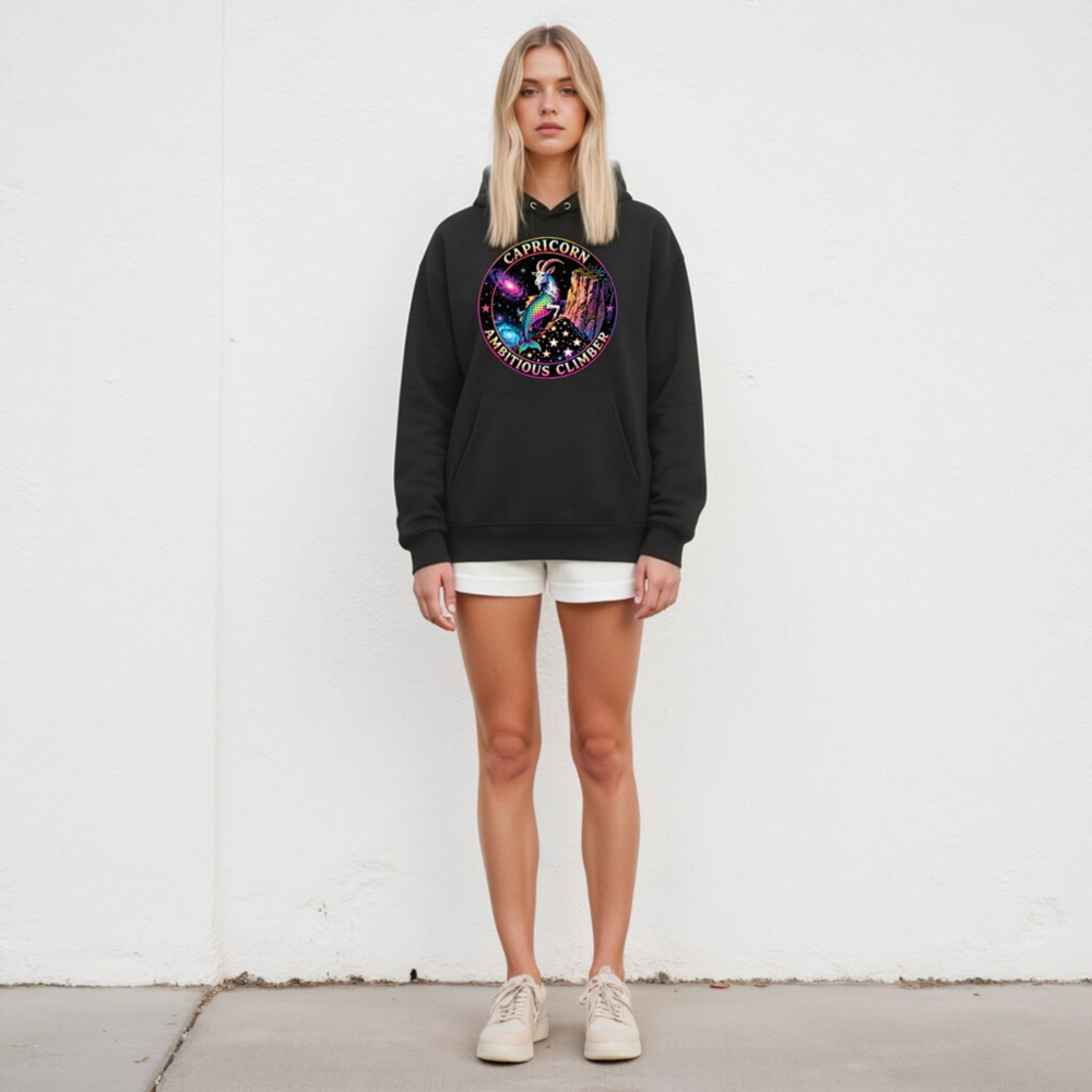 Capricorn Ambitious Climber Hoodie - Unisex Eco-Friendly Essential Sweatshirt - Image 4