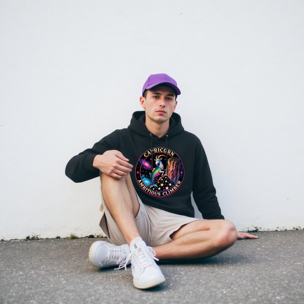 Capricorn Ambitious Climber Hoodie - Unisex Eco-Friendly Essential Sweatshirt - Image 8