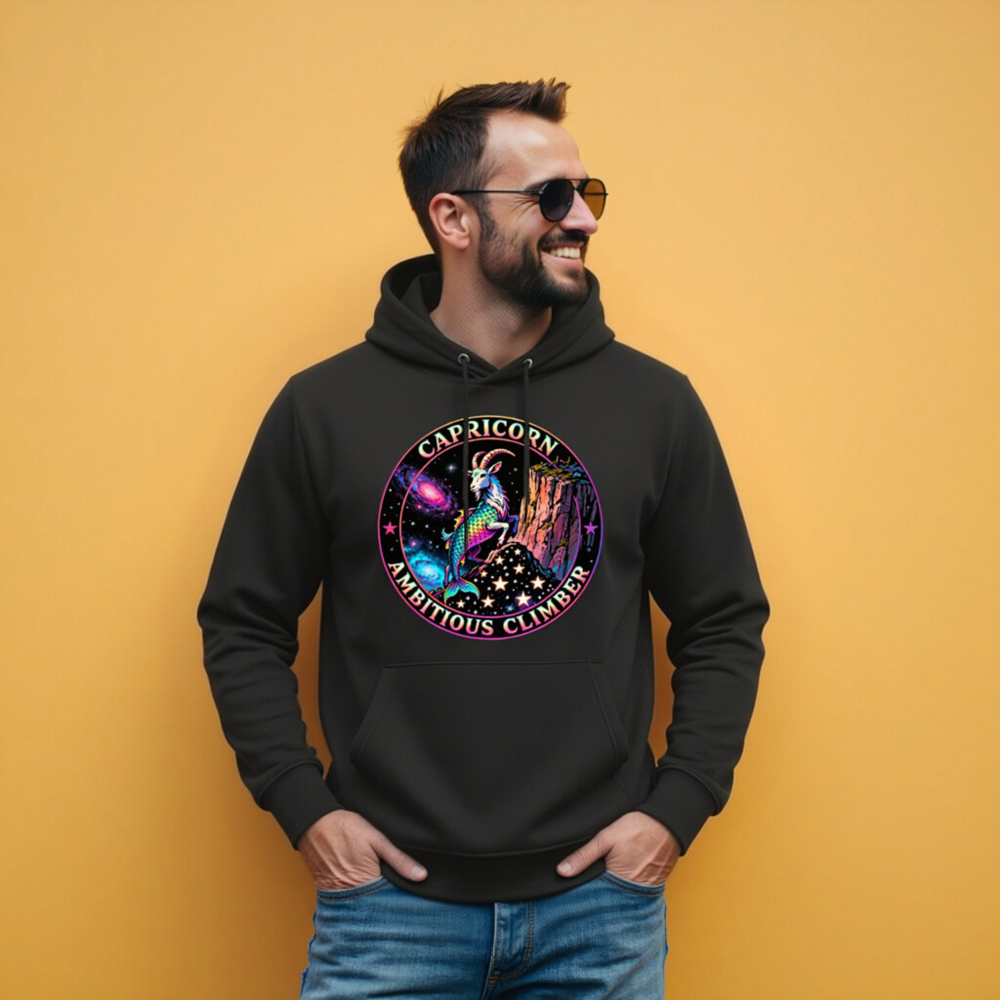 Capricorn Ambitious Climber Hoodie - Unisex Eco-Friendly Essential Sweatshirt - Image 10