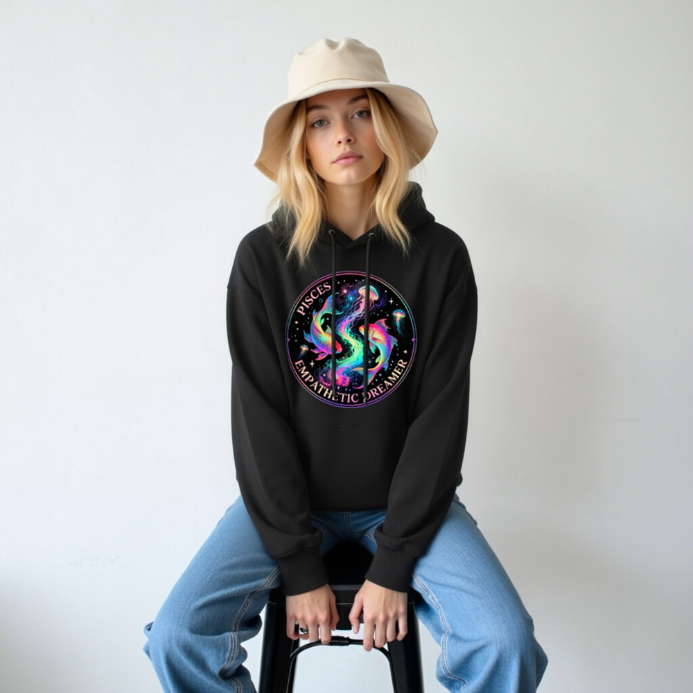 Pisces Empathetic Dreamer Hoodie - Unisex Eco-Friendly Essential Sweatshirt - Image 5
