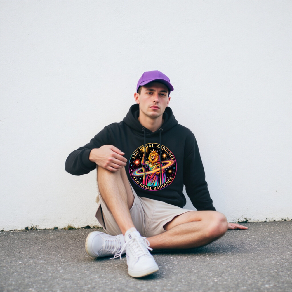 Leo Regal Radiance Unisex Hoodie - Premium Pullover with Cosmic Lion King Design - Image 7