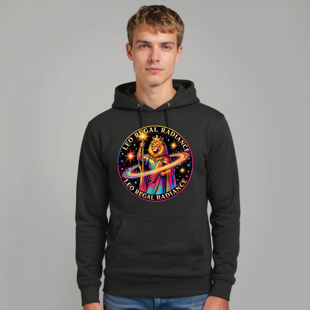 Leo Regal Radiance Unisex Hoodie - Premium Pullover with Cosmic Lion King Design - Image 10