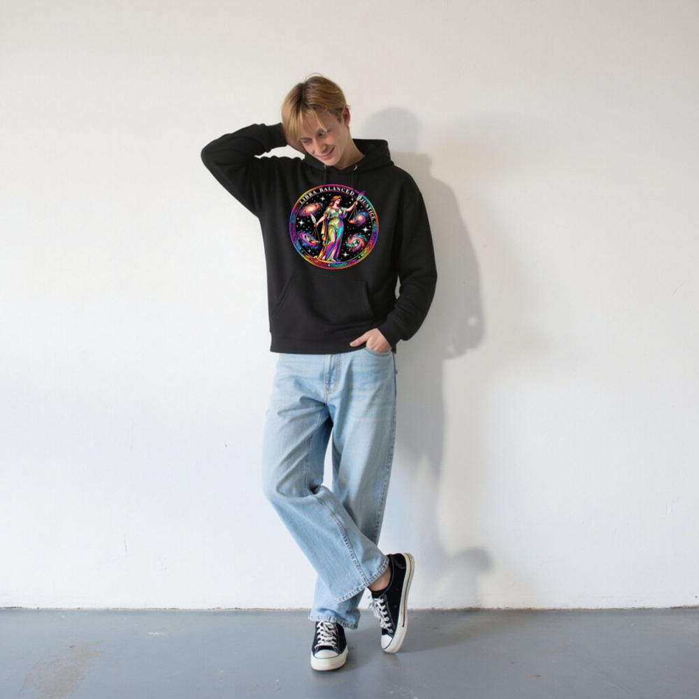 Unisex Premium Pullover Hoodie - Libra Balanced Justice Cosmic Galaxy Design - Image 8