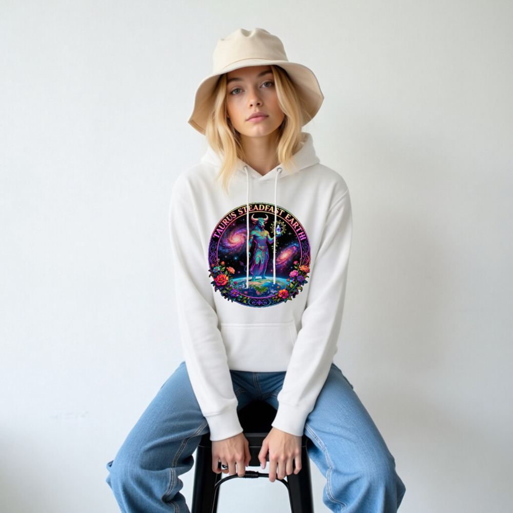 Taurus Steadfast Earth Unisex Hoodie - Premium Pullover with Cosmic Bull Design - Image 5