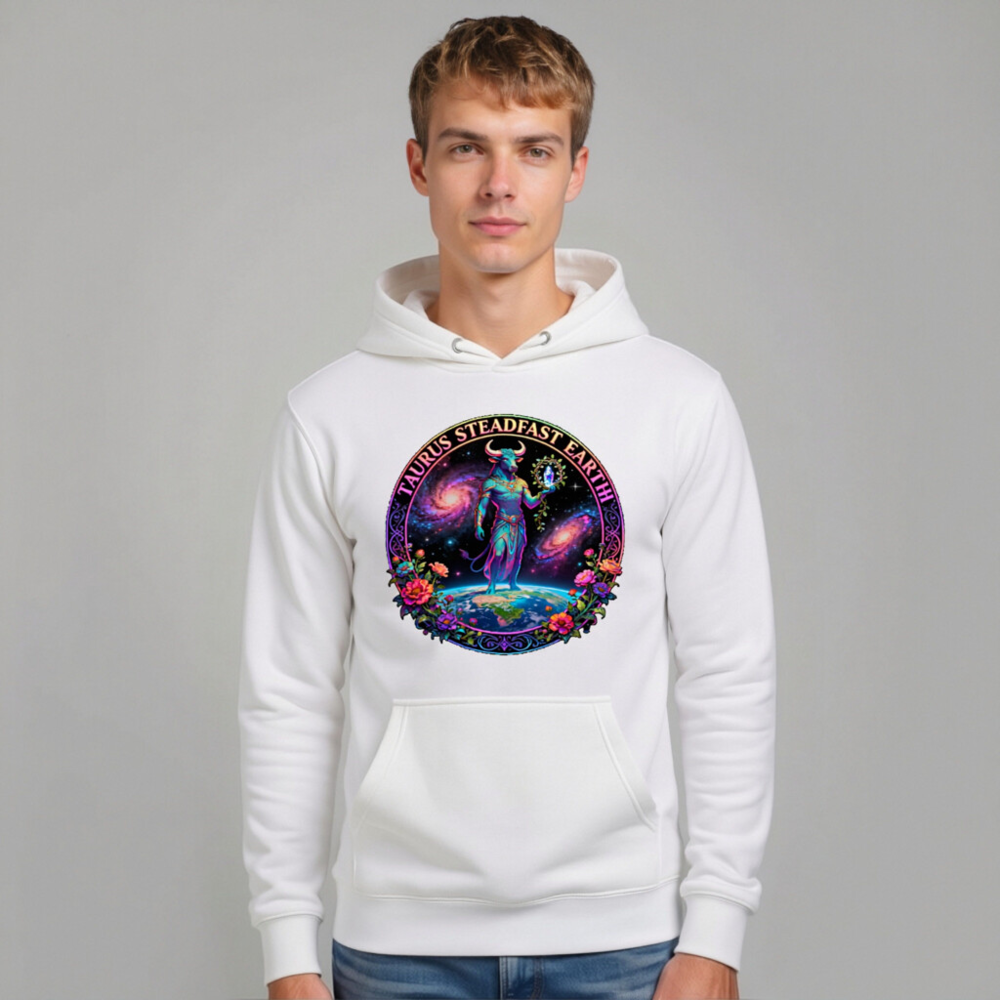 Taurus Steadfast Earth Unisex Hoodie - Premium Pullover with Cosmic Bull Design - Image 11