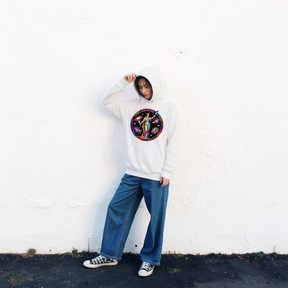 Unisex Premium Pullover Hoodie - Libra Balanced Justice Cosmic Design - Image 2