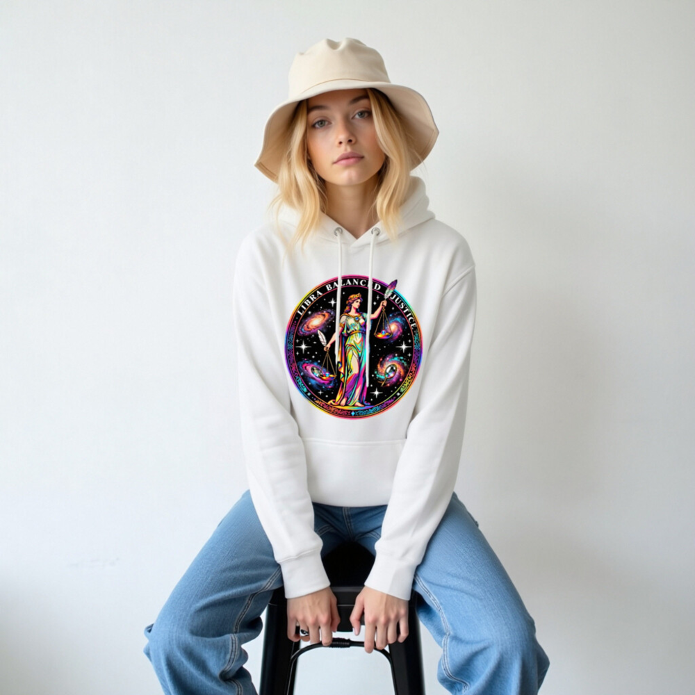 Unisex Premium Pullover Hoodie - Libra Balanced Justice Cosmic Design - Image 5