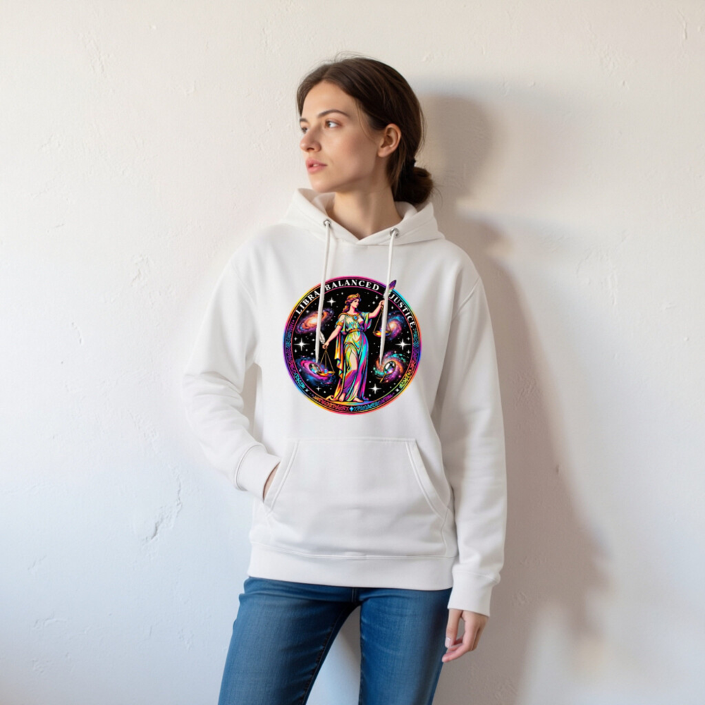 Unisex Premium Pullover Hoodie - Libra Balanced Justice Cosmic Design - Image 6