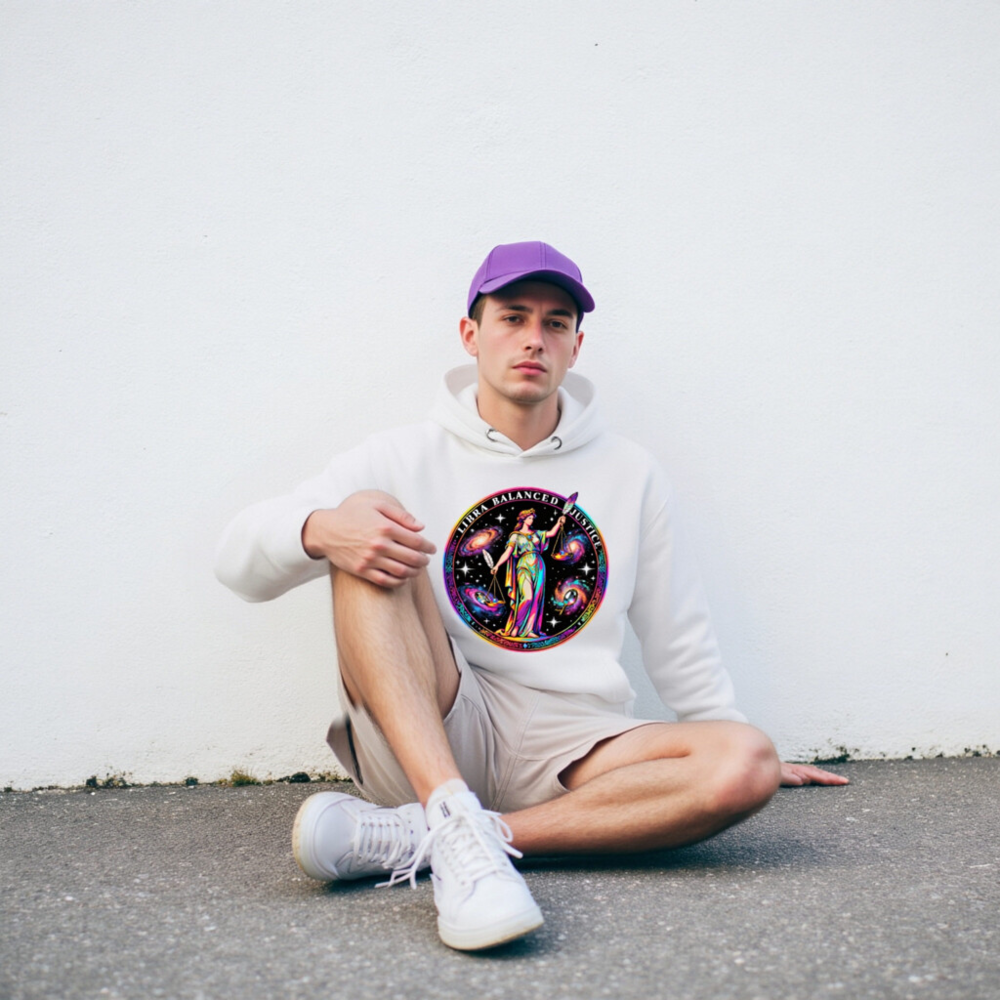 Unisex Premium Pullover Hoodie - Libra Balanced Justice Cosmic Design - Image 7