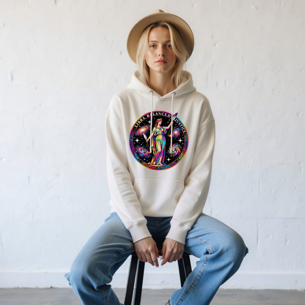 Unisex Premium Pullover Hoodie - Libra Balanced Justice Cosmic Design - Image 8