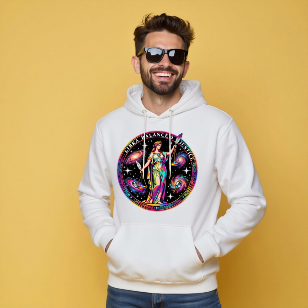Unisex Premium Pullover Hoodie - Libra Balanced Justice Cosmic Design - Image 9