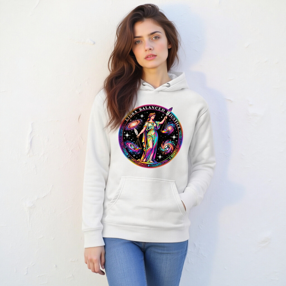Unisex Premium Pullover Hoodie - Libra Balanced Justice Cosmic Design - Image 10