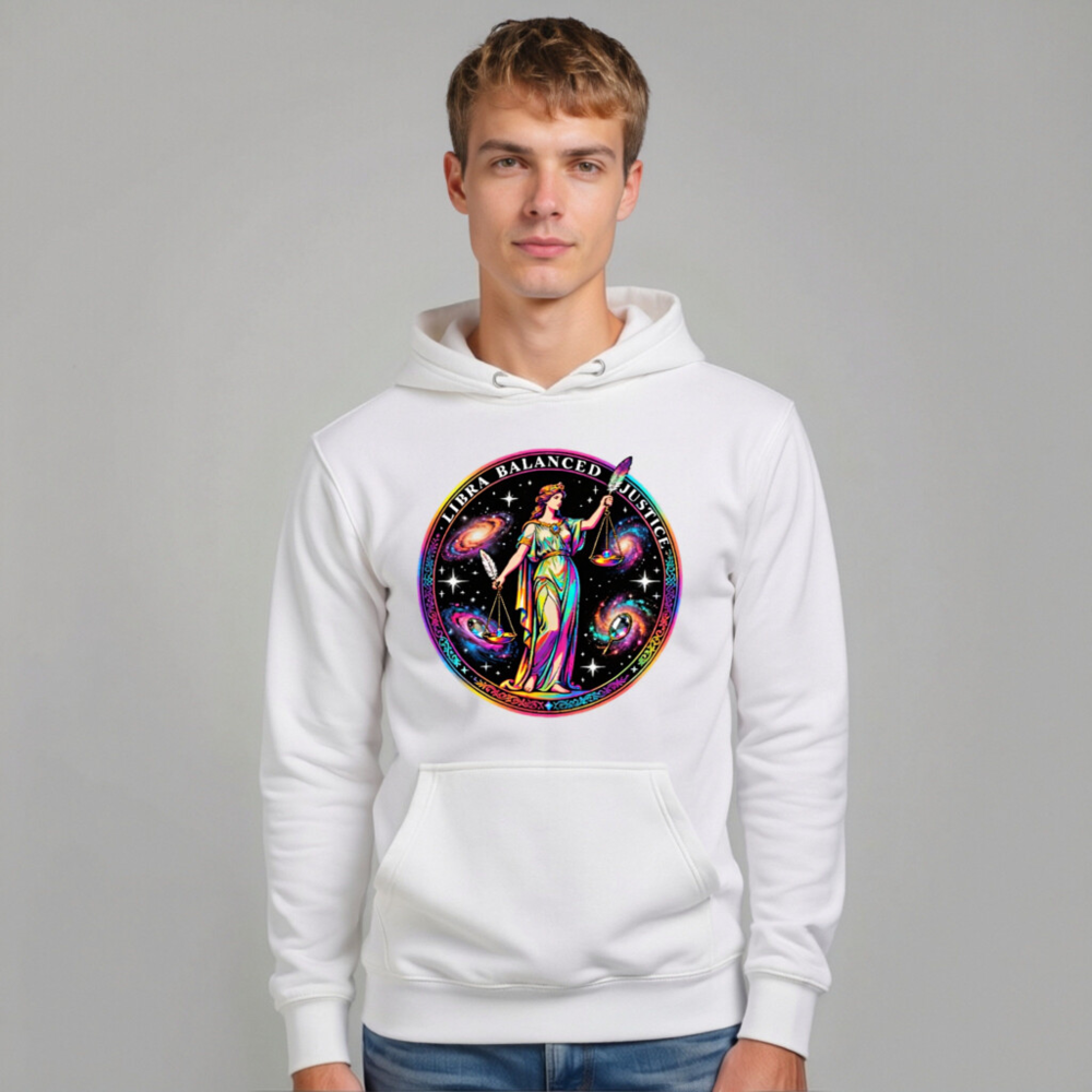 Unisex Premium Pullover Hoodie - Libra Balanced Justice Cosmic Design - Image 11