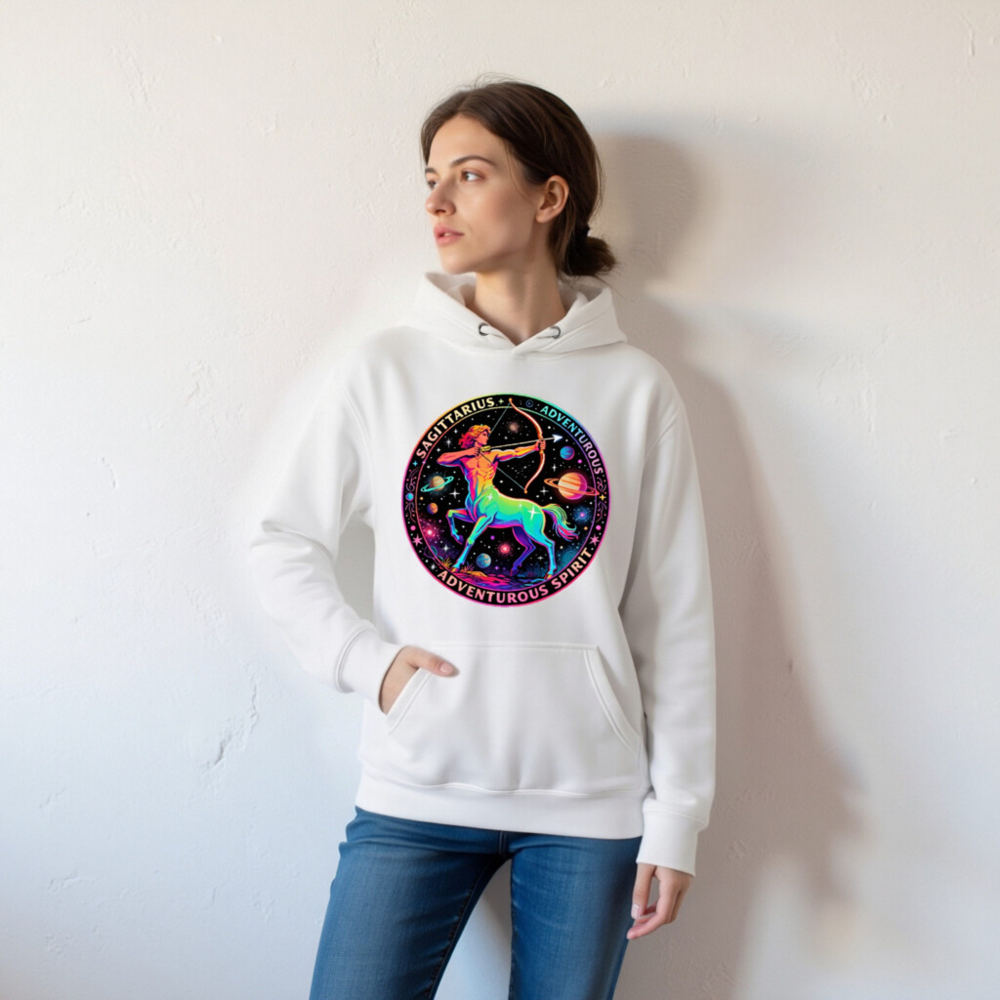 Unisex Rainbow Sagittarius Hoodie - Premium Pullover with Adventurous Spirit Design - Image 5