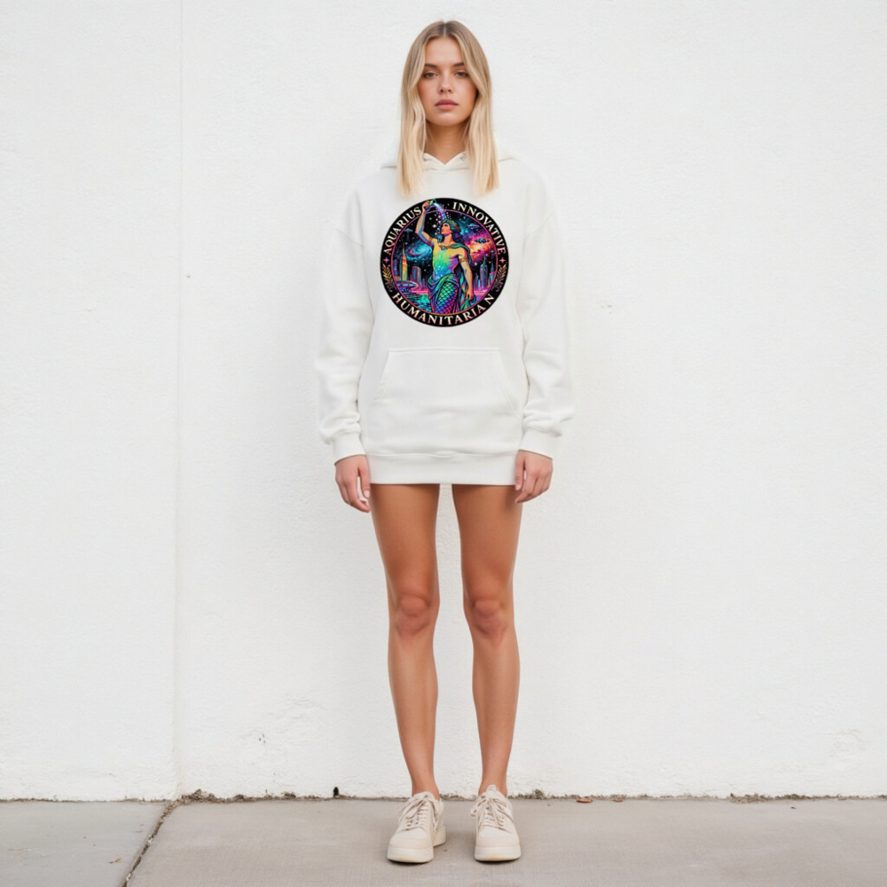 Aquarius Zodiac Hoodie - Innovative Humanitarian Unisex Pullover - Image 4