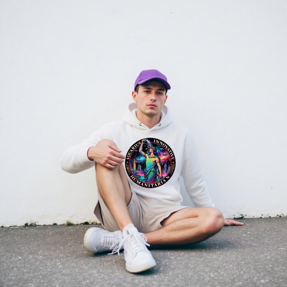 Aquarius Zodiac Hoodie - Innovative Humanitarian Unisex Pullover - Image 7
