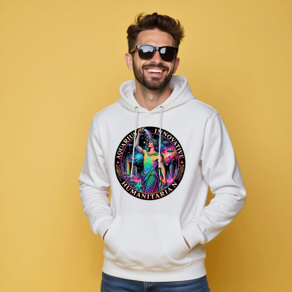 Aquarius Zodiac Hoodie - Innovative Humanitarian Unisex Pullover - Image 9