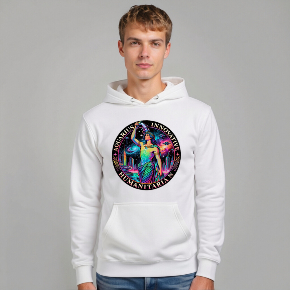 Aquarius Zodiac Hoodie - Innovative Humanitarian Unisex Pullover - Image 11