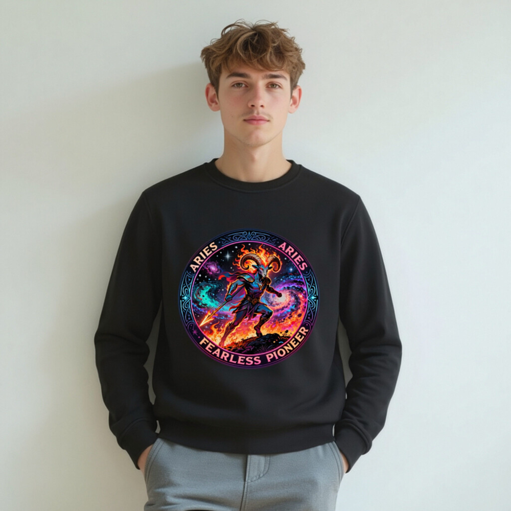 Aries Fearless Pioneer Organic Sweatshirt | Unisex Eco-Friendly Crewneck - Image 5