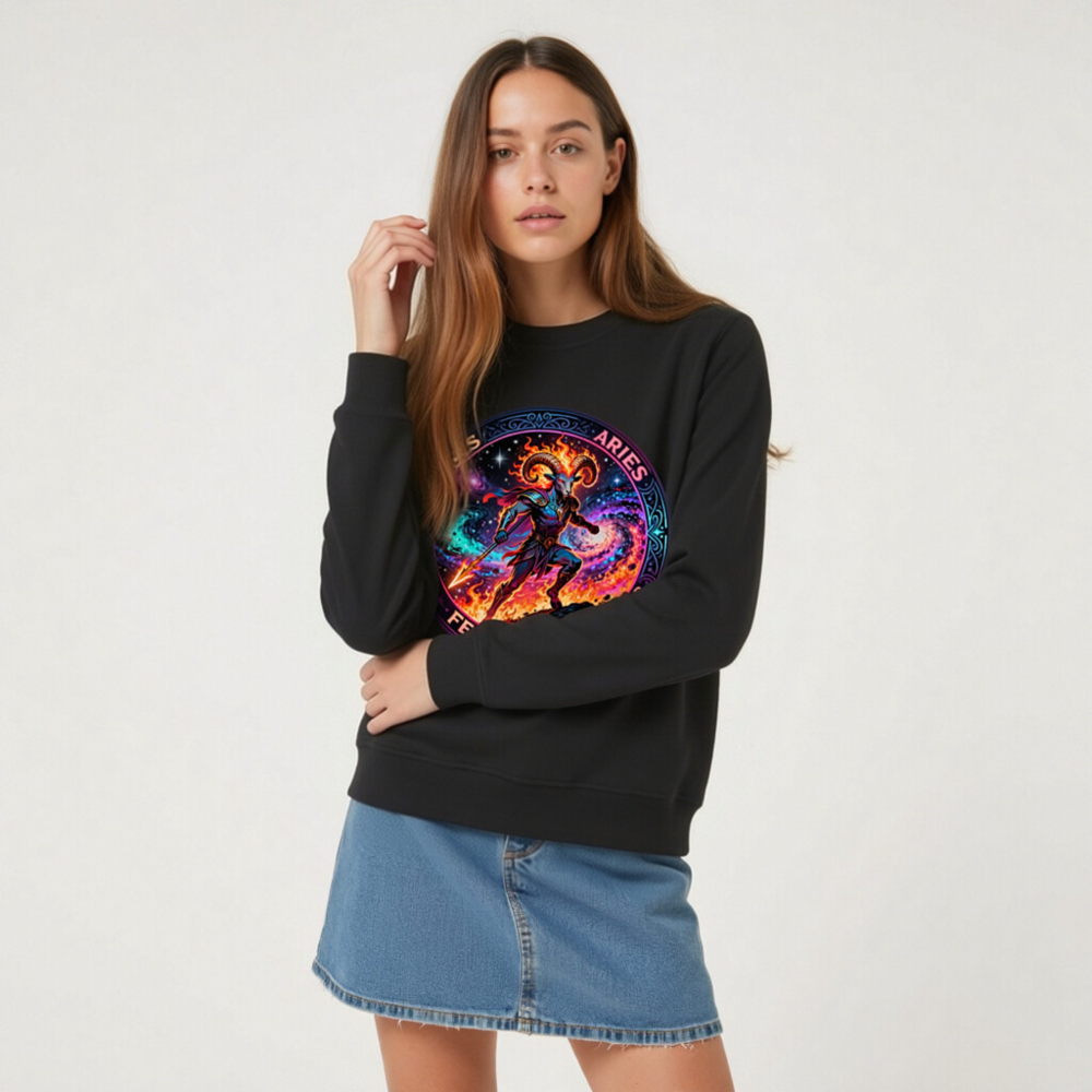 Aries Fearless Pioneer Organic Sweatshirt | Unisex Eco-Friendly Crewneck - Image 6