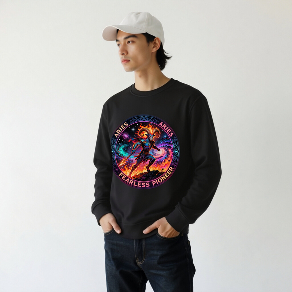 Aries Fearless Pioneer Organic Sweatshirt | Unisex Eco-Friendly Crewneck - Image 10